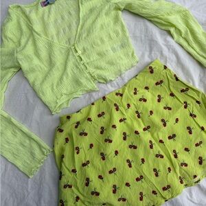 Urban Outfitters Light Green Textured Cardigan